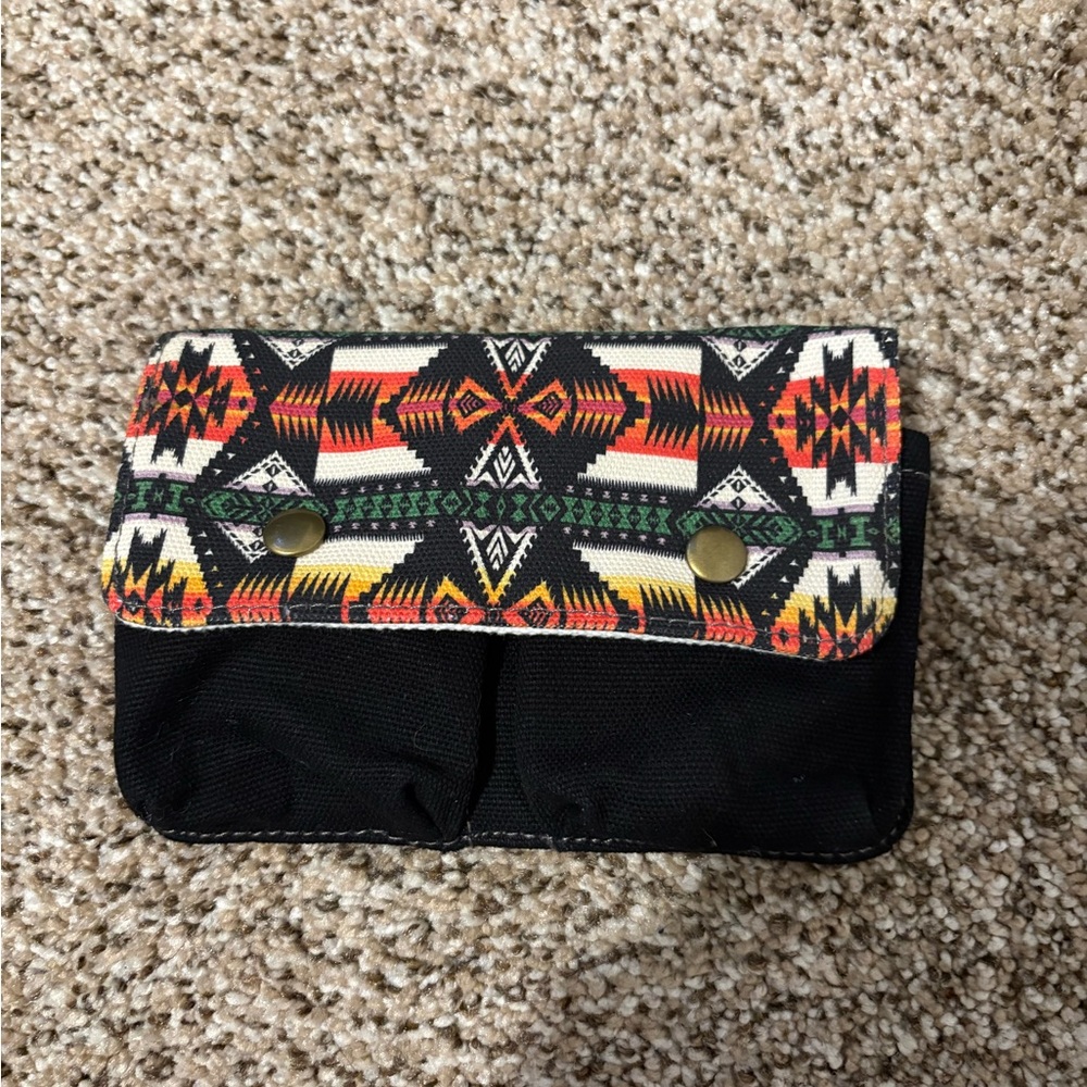 Pendleton Black, Red, Yellow & Green Tribal Canvas card deck holder case - Picture 2 of 4